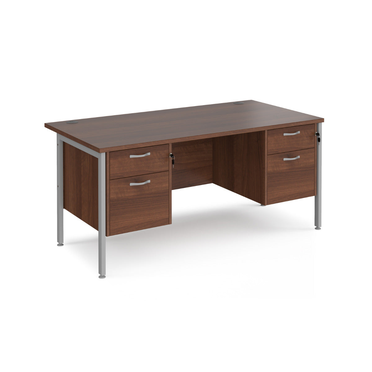 Maestro 800mm Deep Straight H Office Desk with Two and Two Drawer Pedestal